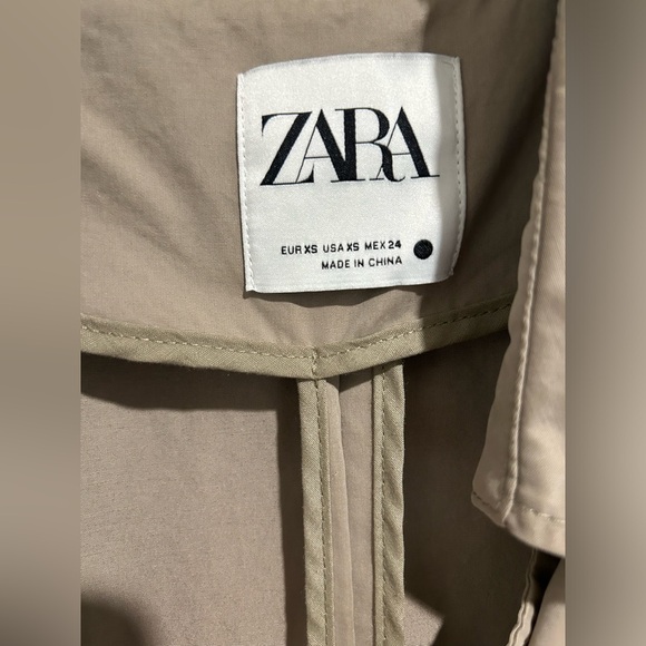 Zara Green Khaki Trench XS EUC - Picture 3 of 8